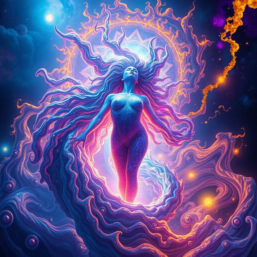 Ethereal Woman Rising: Fractal Dreamscape in Matte Painting ...
