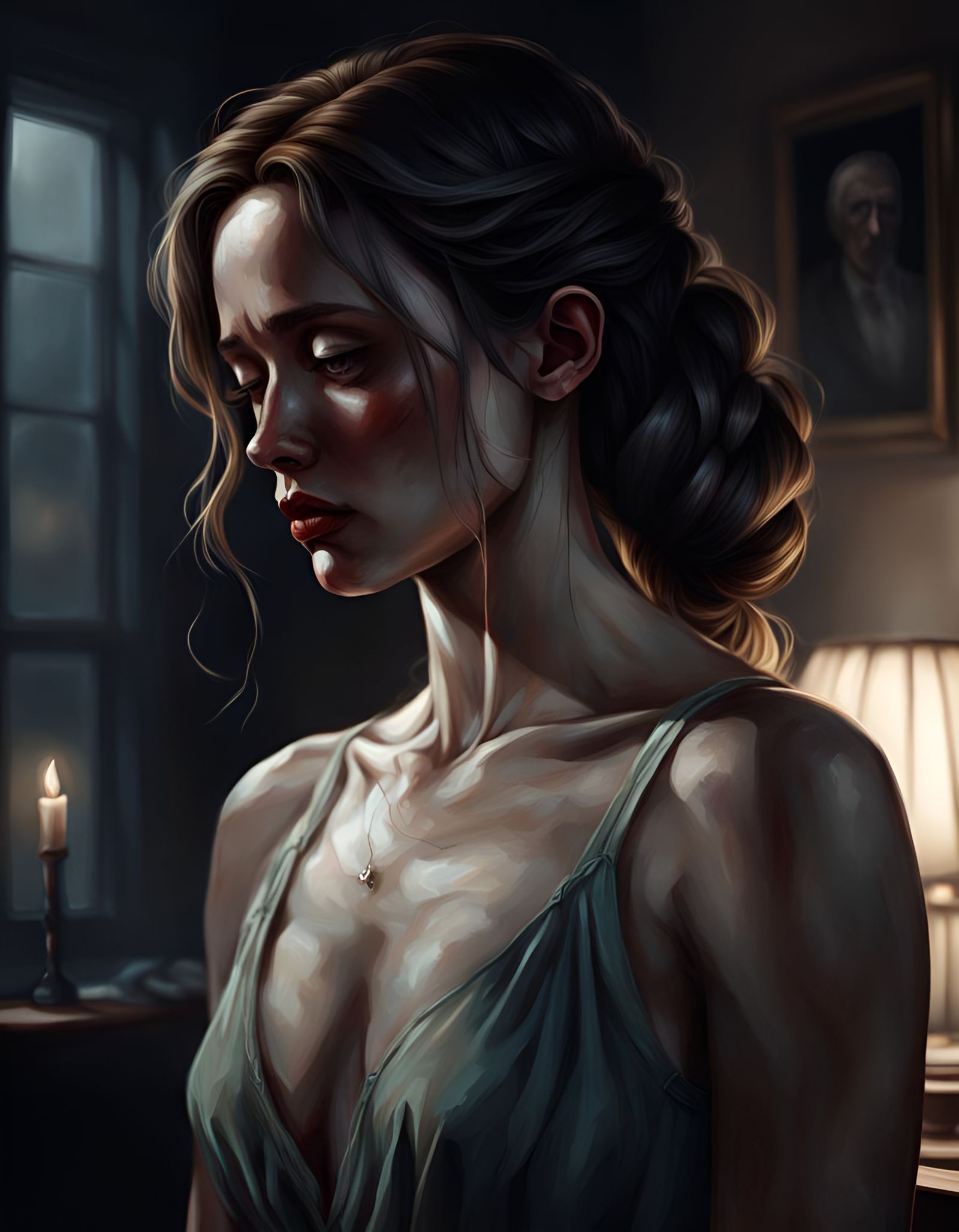 Melancholic Young Woman: A Study in Sadness