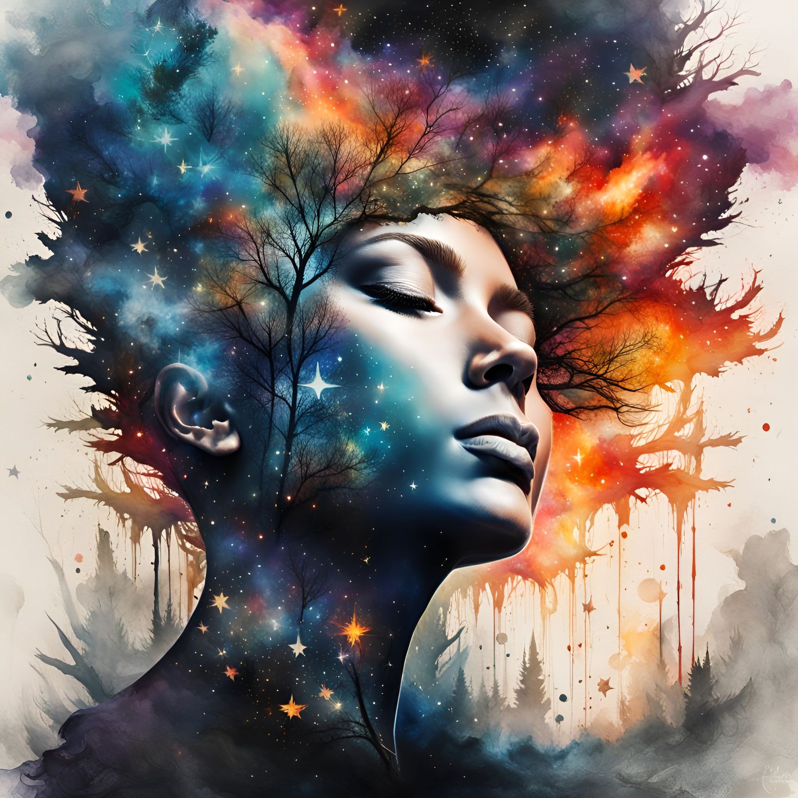 A mystical burning forest