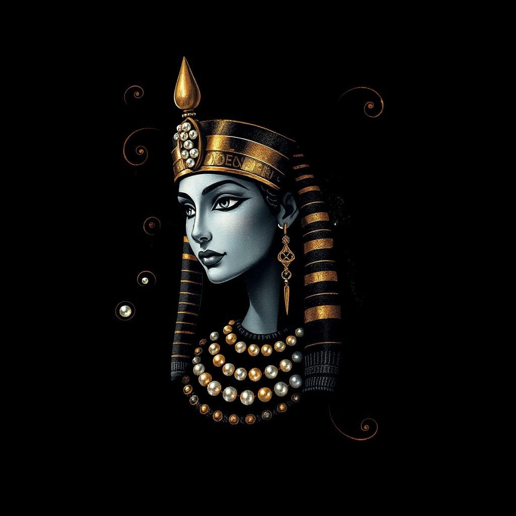 Surreal Egyptian Girl Drawing with Dynamic Shadows