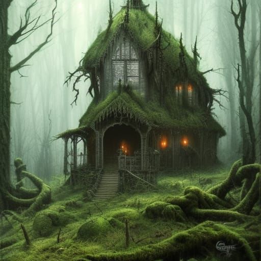 Gothic Horror Forest Hut Concept Art