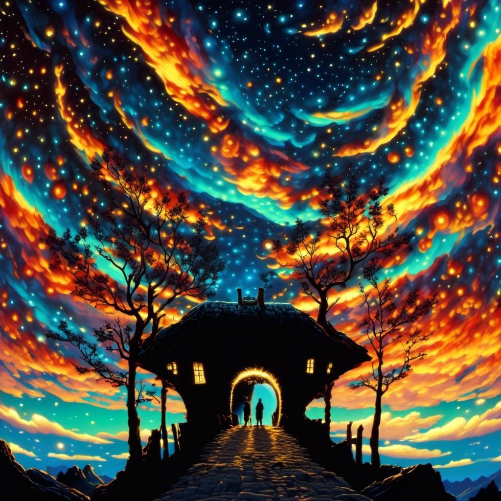 Starry Night Sky in Anime Style