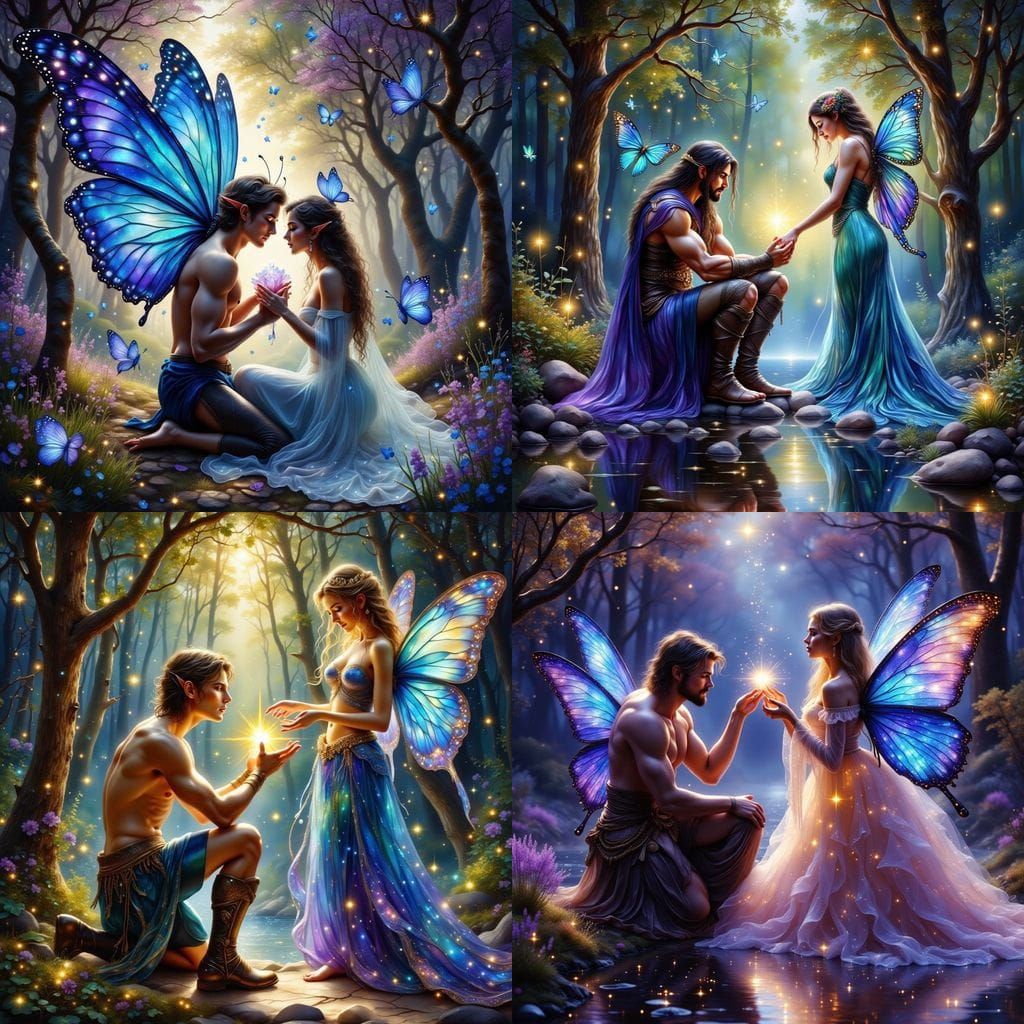 Elf Warrior Presents Gift to Fairy Queen