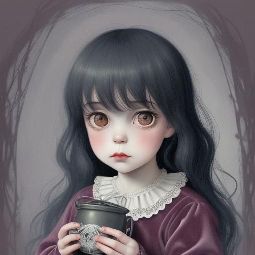 Pastel Gothic Baby Dracula Portrait in Digital Art