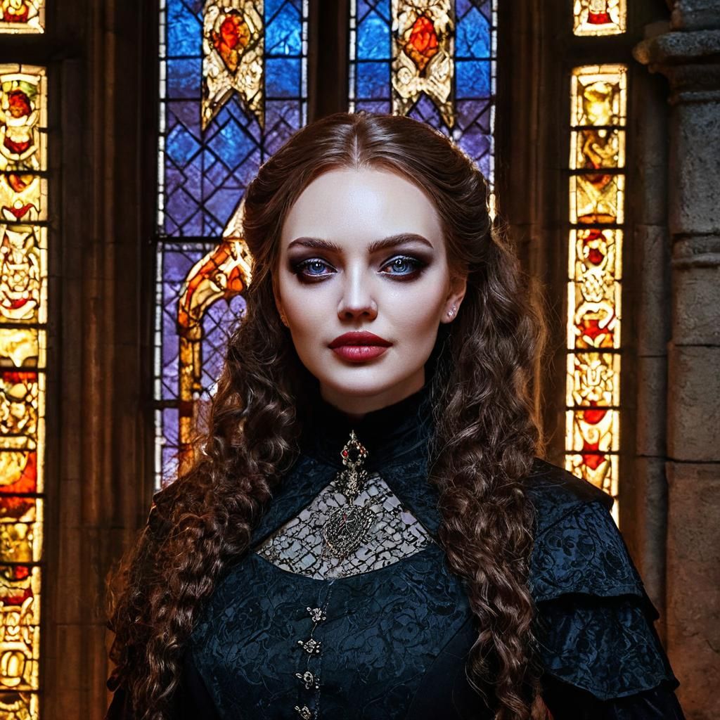 Victorian Vampire Girl Portrait in Gothic Style