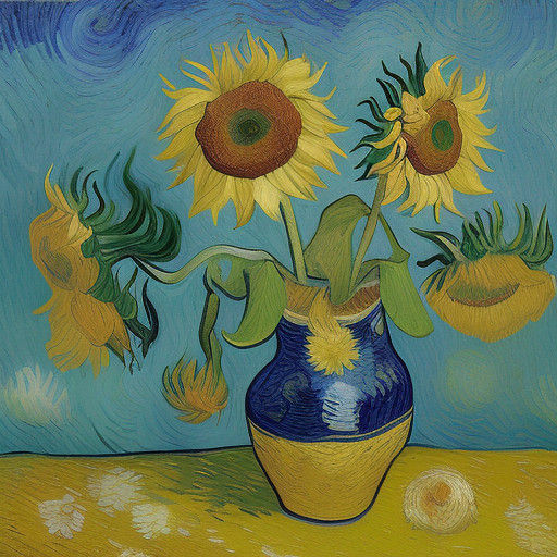 Vibrant Sunflower Field in Impressionist Oil on Canvas