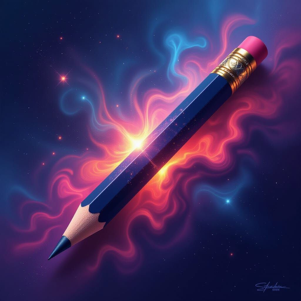 Pencil Transforms Into Cosmic Nebula, Hyperrealistic Splash ...