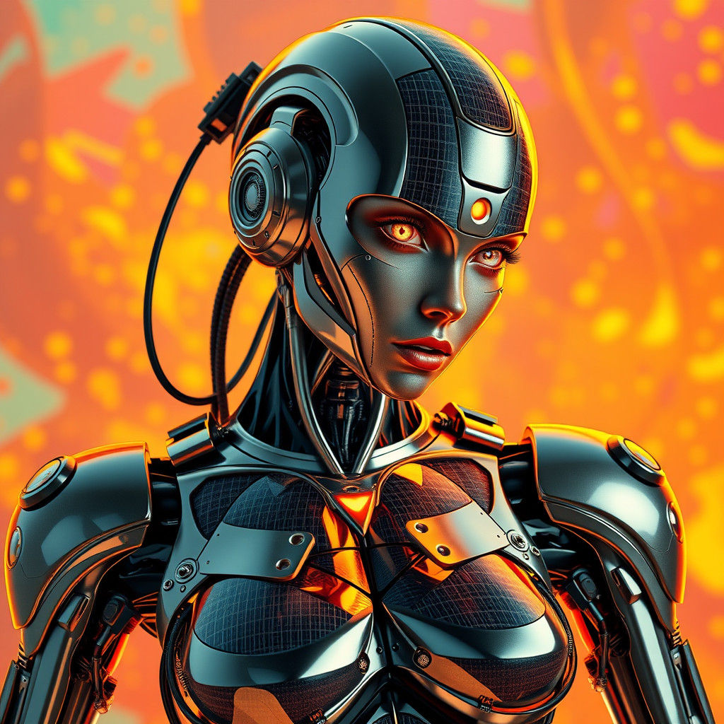 Futuristic Solar Panel Robot in Hyperrealistic Style