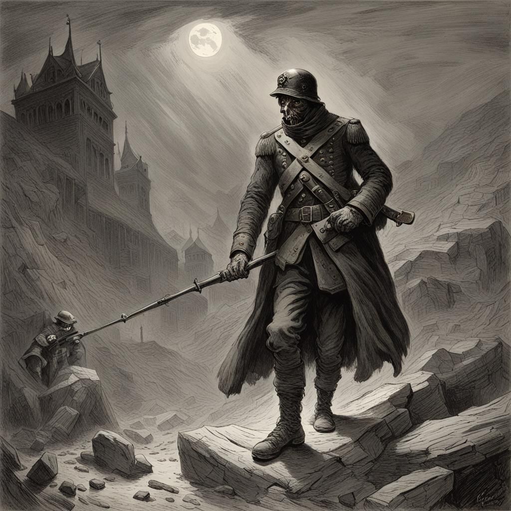 Horror Soldier in Dark Gothic Style