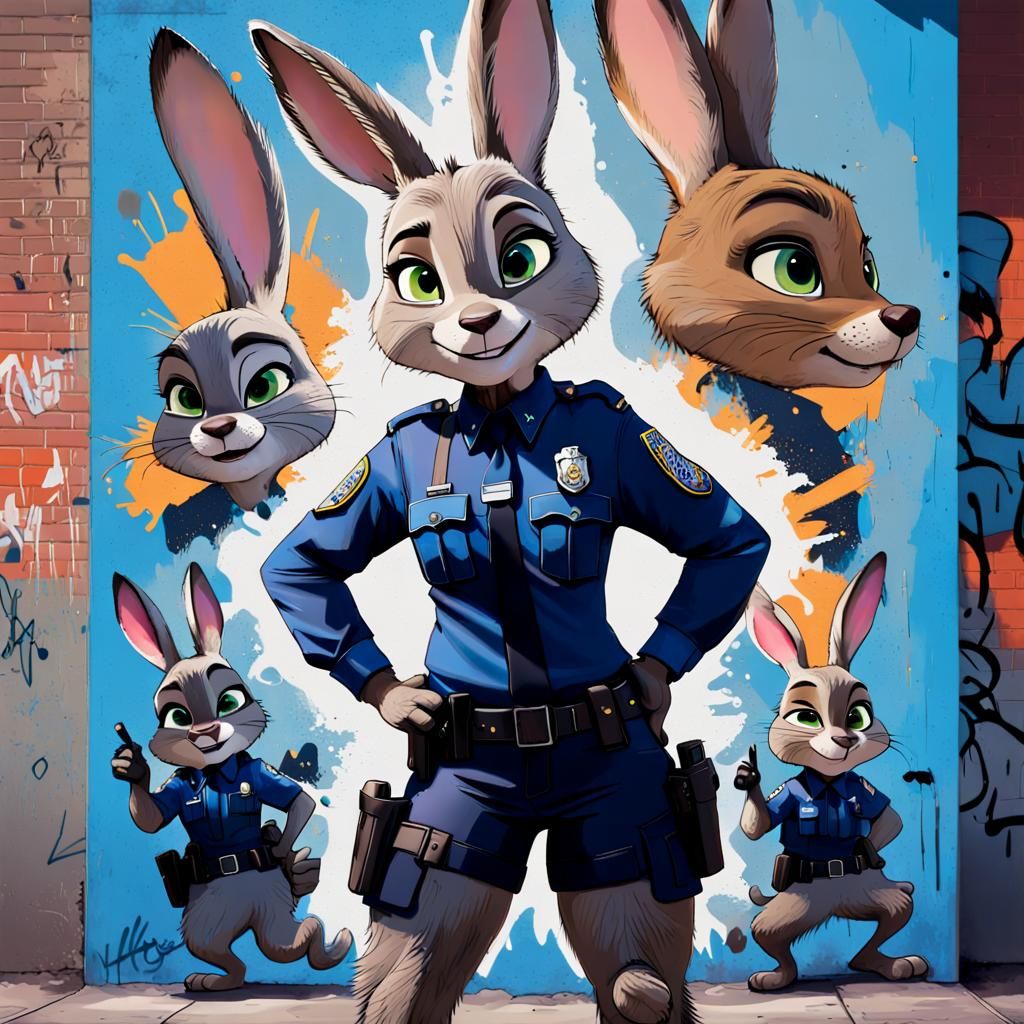 Judy Hopps as Graffiti Art in Zootopia