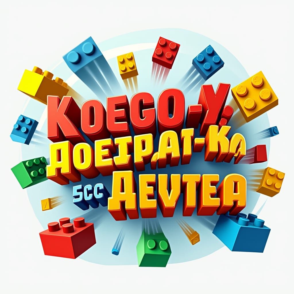 Vibrant LEGO-Inspired Logo with Swirling Bricks and Bright C...