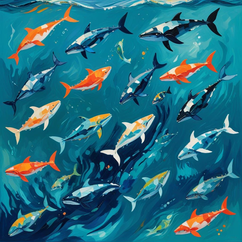 Vibrant Oceanic Abstraction in Summer Hues