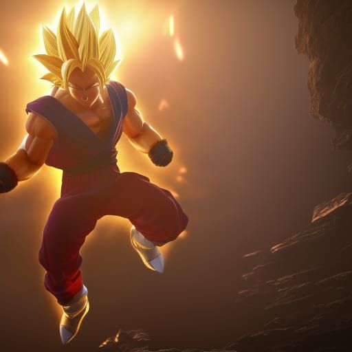 Super Saiyan 3 in 3D Game Cinematic Style