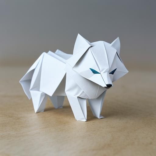 Origami Arctic Fox Cub Papercraft