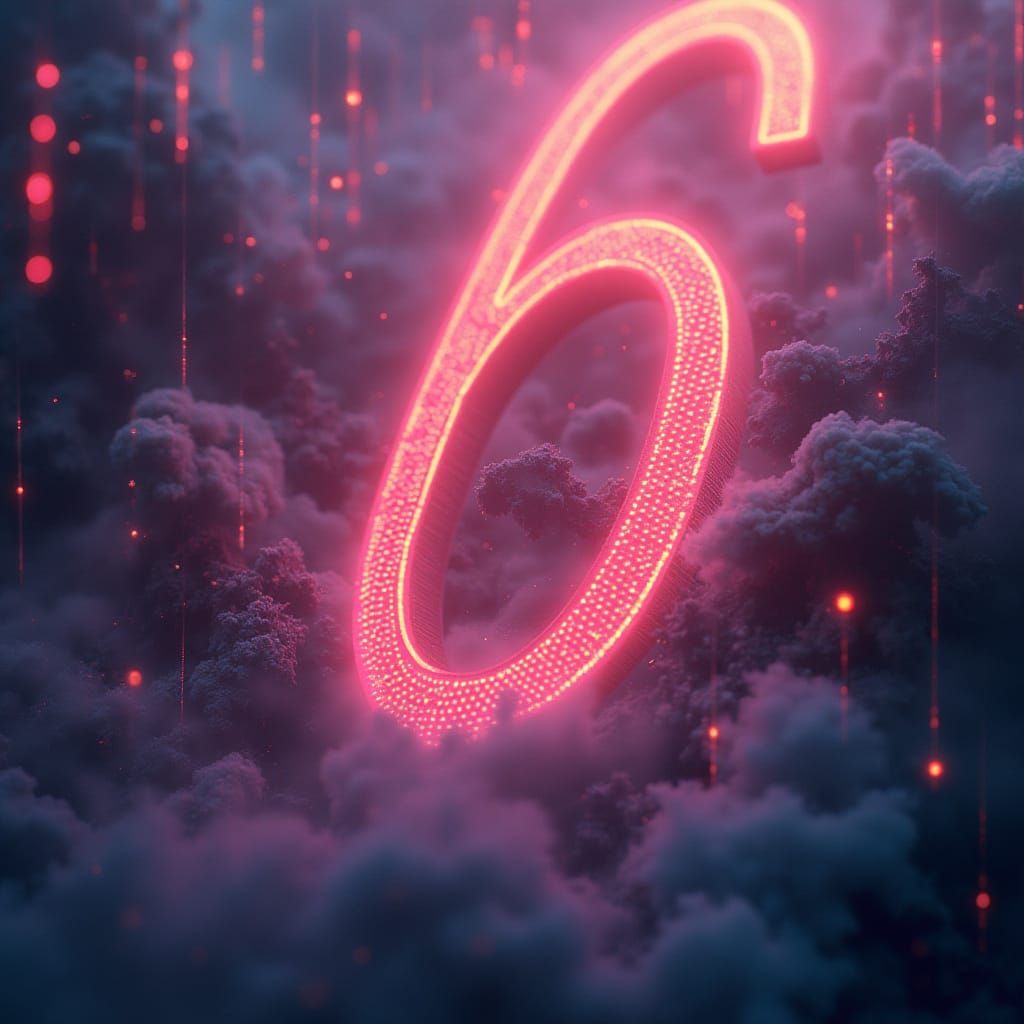 Numbers in Dreamlike Neon Mist