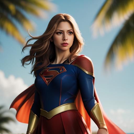 Puerto Rican Supergirl in Dynamic Flight Pose