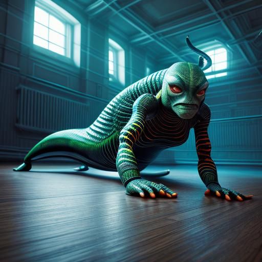 Futuristic Snail-Woman in Hyperrealistic 3D Rendering