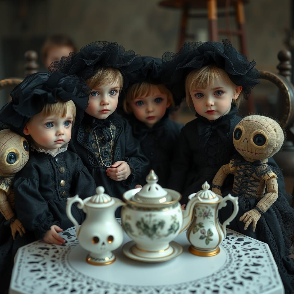 Gothic Toddlers' Tea Party with Voodoo Dolls