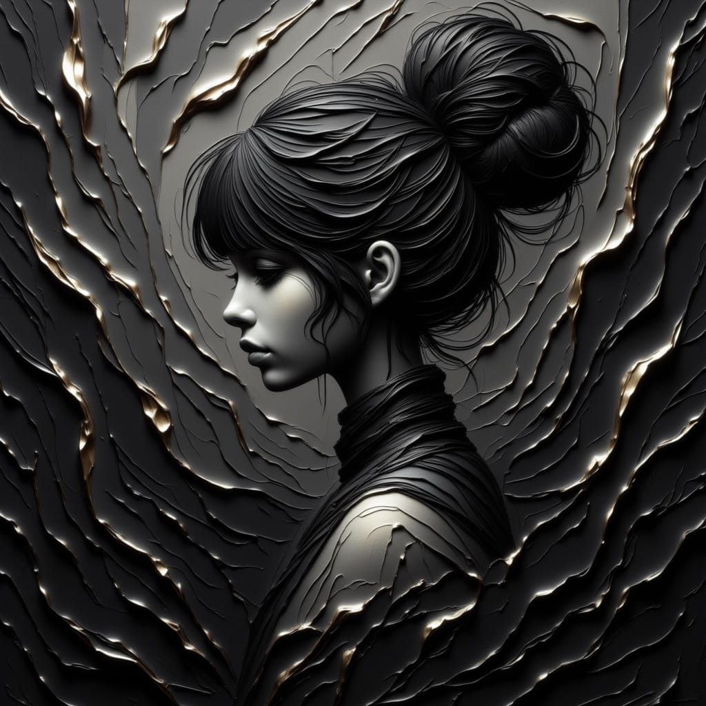 Elegant Black Painting with Mystery and Drama