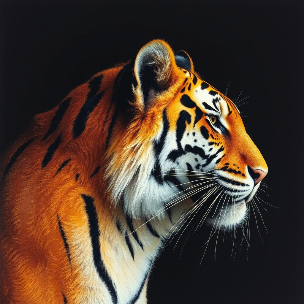 Hyperrealistic Tiger Portrait in Alcohol Ink Style
