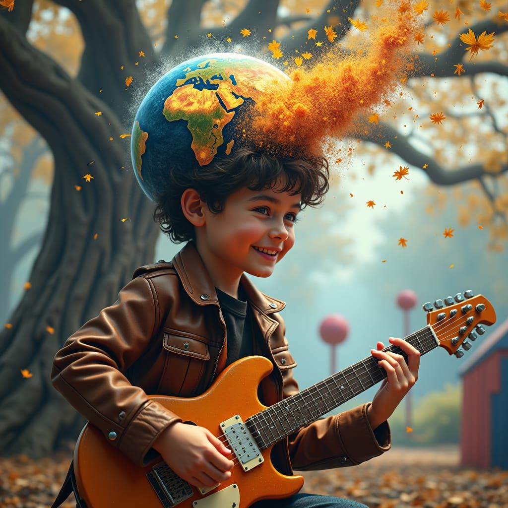 Musician's Earth-Brain Music in Playground, Digital Matte Pa...