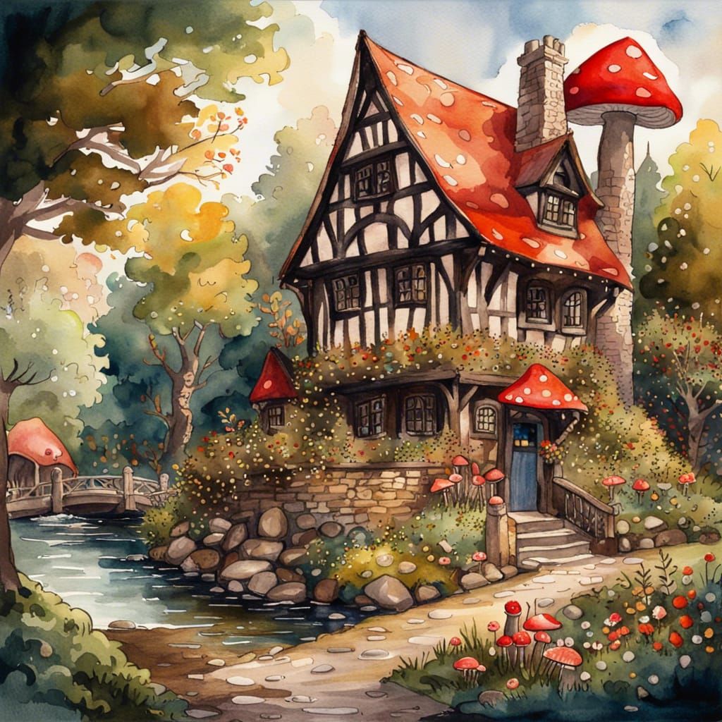 Enchanting Cottage Hotel in Dark Fantasy Style