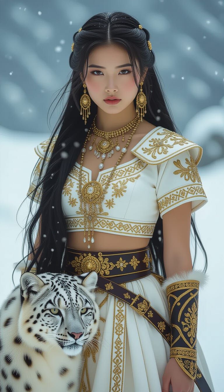 Hmong Woman in Traditional Dress: Digital Painting Style