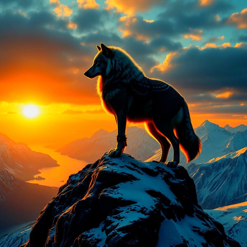 Epic Hybrid Wolf Viking in Digital Matte Painting
