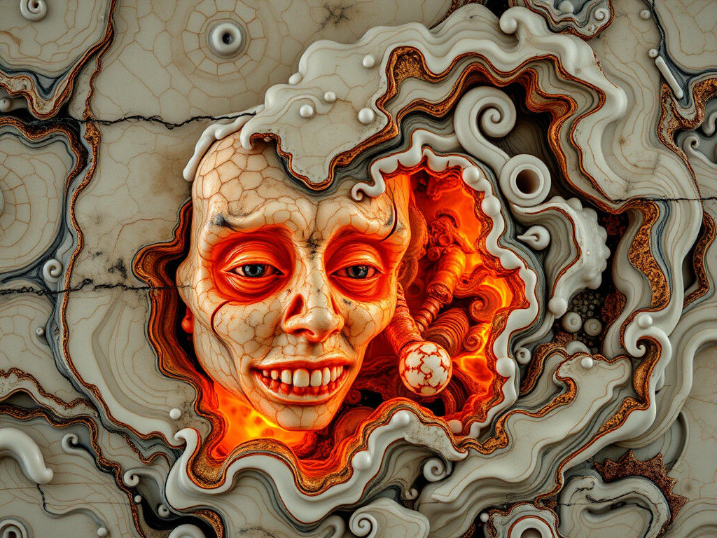 Cloisonné Portrait over Tsingy Birefringent in 16k