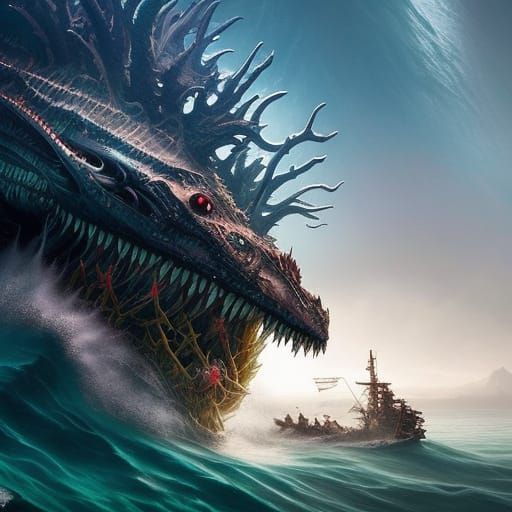 Fearsome Sea Monster Lurking in Deep Sea Reef