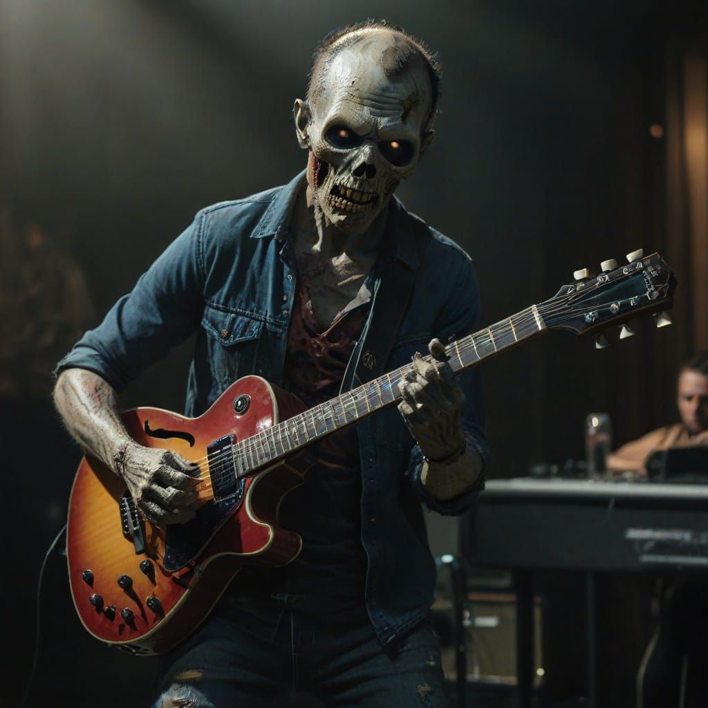 Zombie Plays Guitar at Open Mic Night