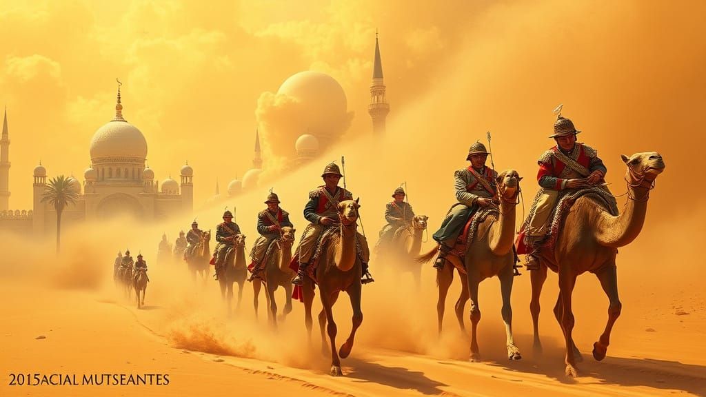 Camels in 19th-Century French Military Attire Charge Through...