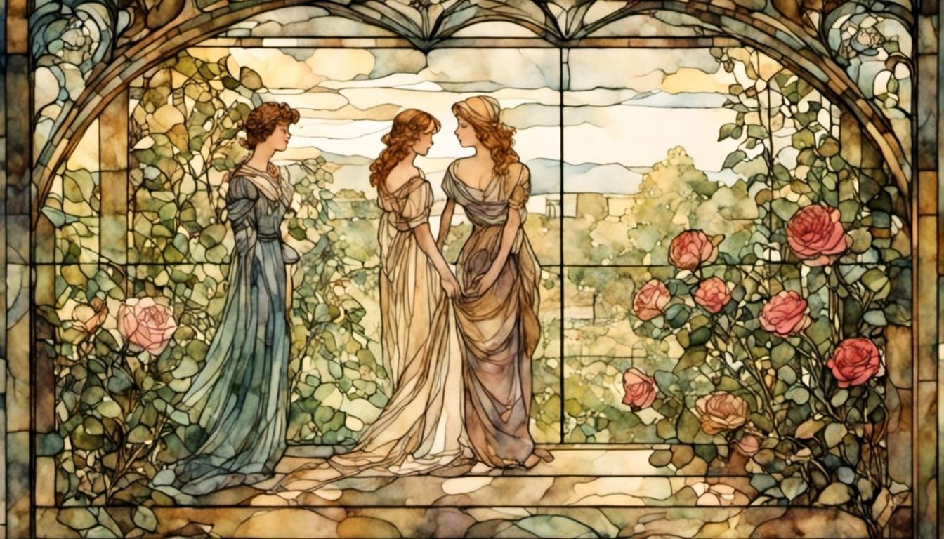 Greek Detectives in Rackham-esque Rose Garden