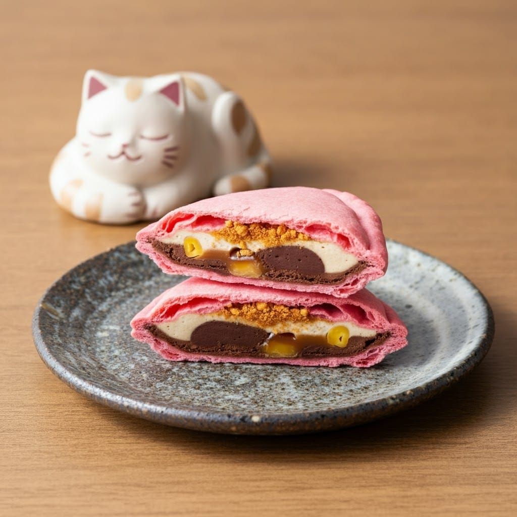 Pastel Pink Sankaku Pastry with Sweet Potato Chocolate Filli...
