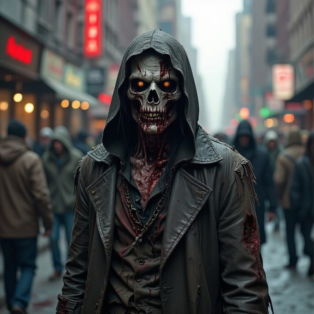 Undead Throng a Dark Gothic Horror Street Scene