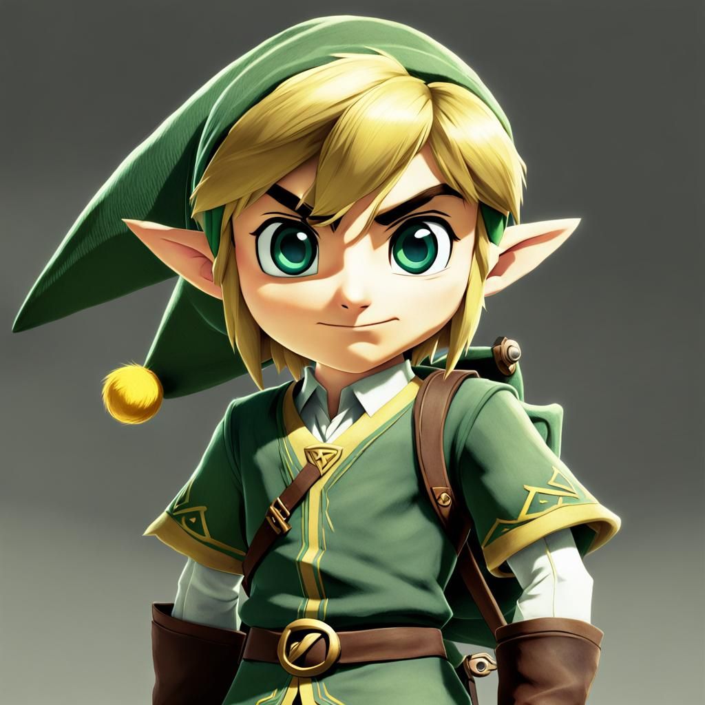 Toon Link Portrait: Expressive Eyes and Iconic Outfit
