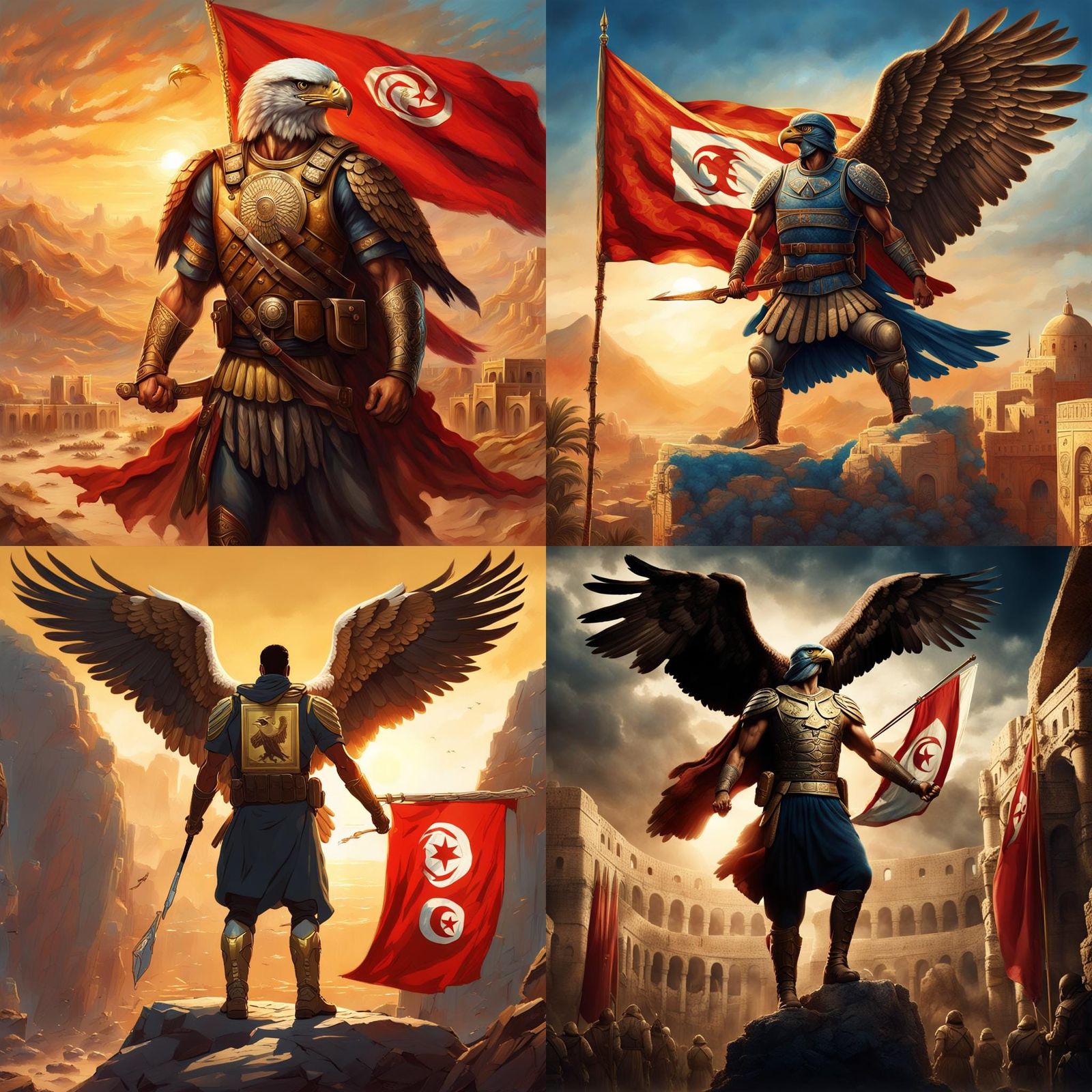 Tunisian Soldier with Eagle of Carthage Banner