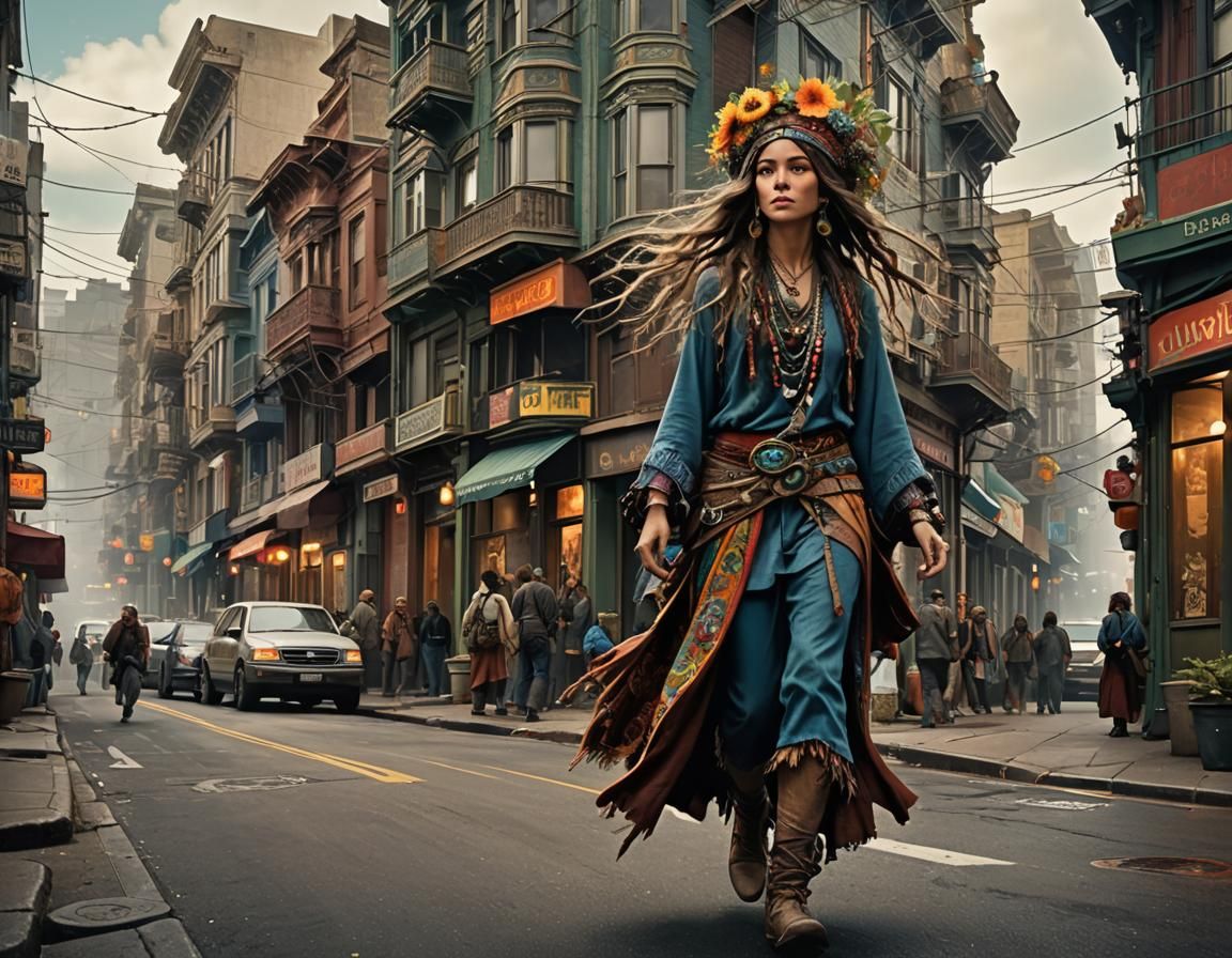 Hippie Gypsy in San Francisco: Fantasycore Digital Art