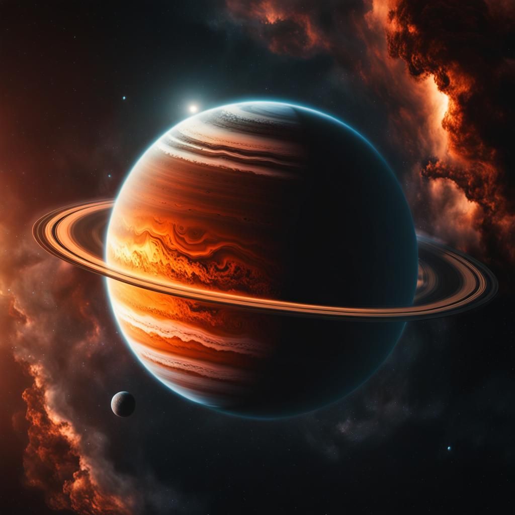 Grey Gas Giant with Rings: Cinematic Space Art