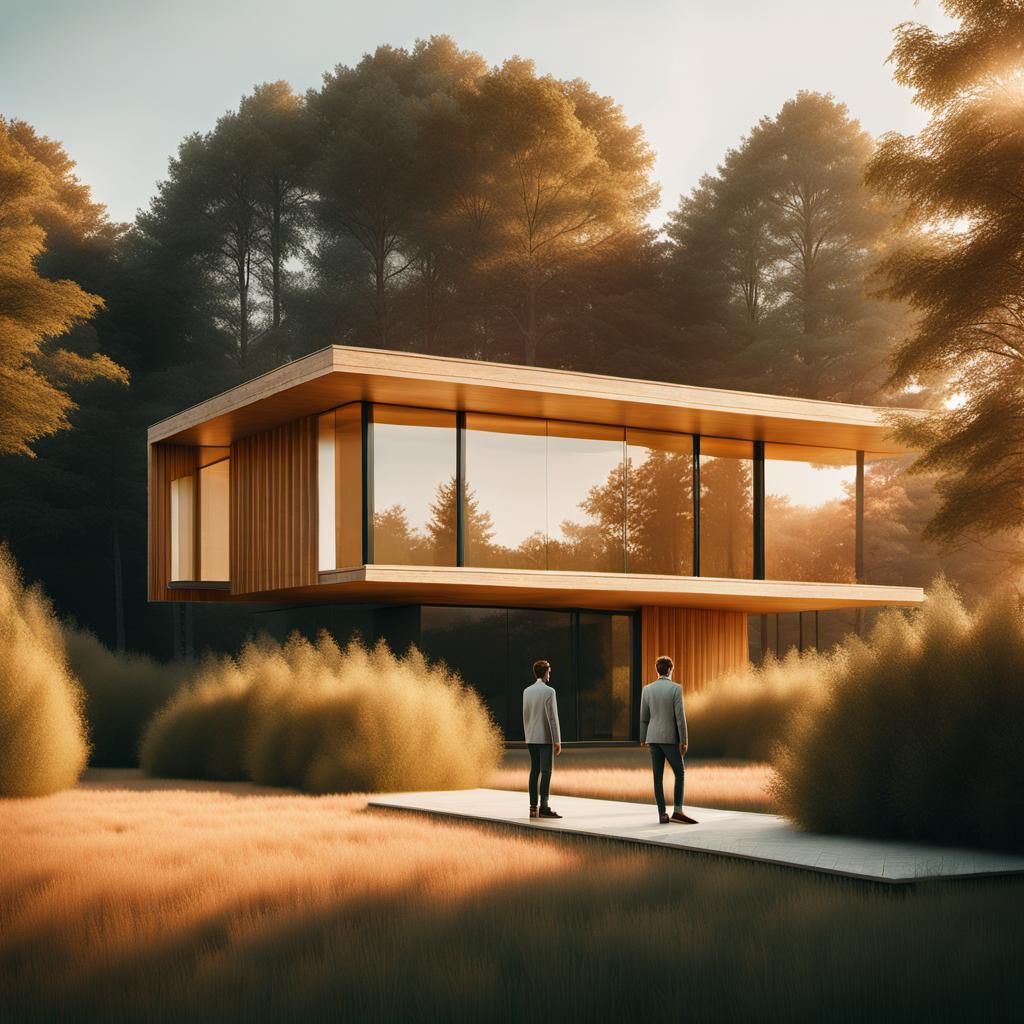 Minimalist Country House with Parametric Design in Golden Li...