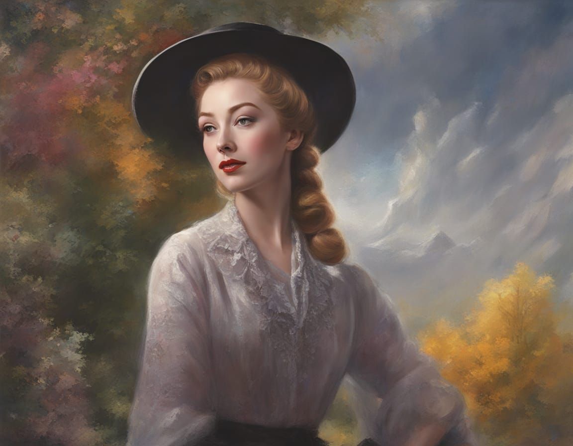 Eleanor Parker Portrait in Impasto Style