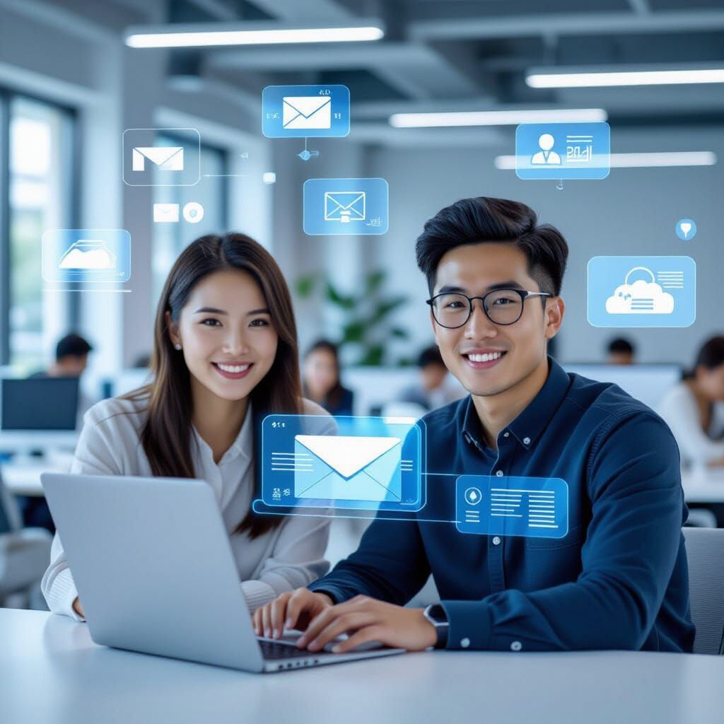 Asian Students Confidently Apply for Jobs in Modern Workspac...