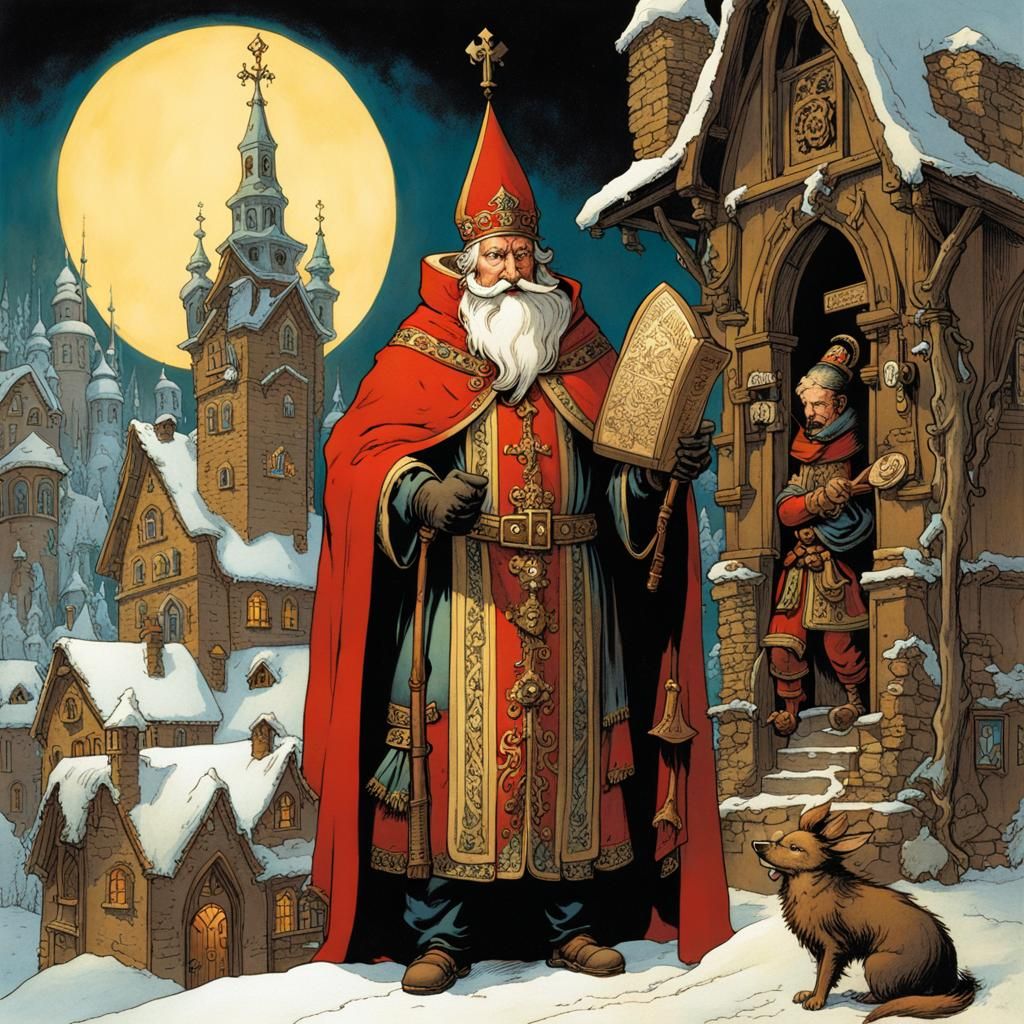 St. Nikolaus and Knecht Ruprecht Illustration
