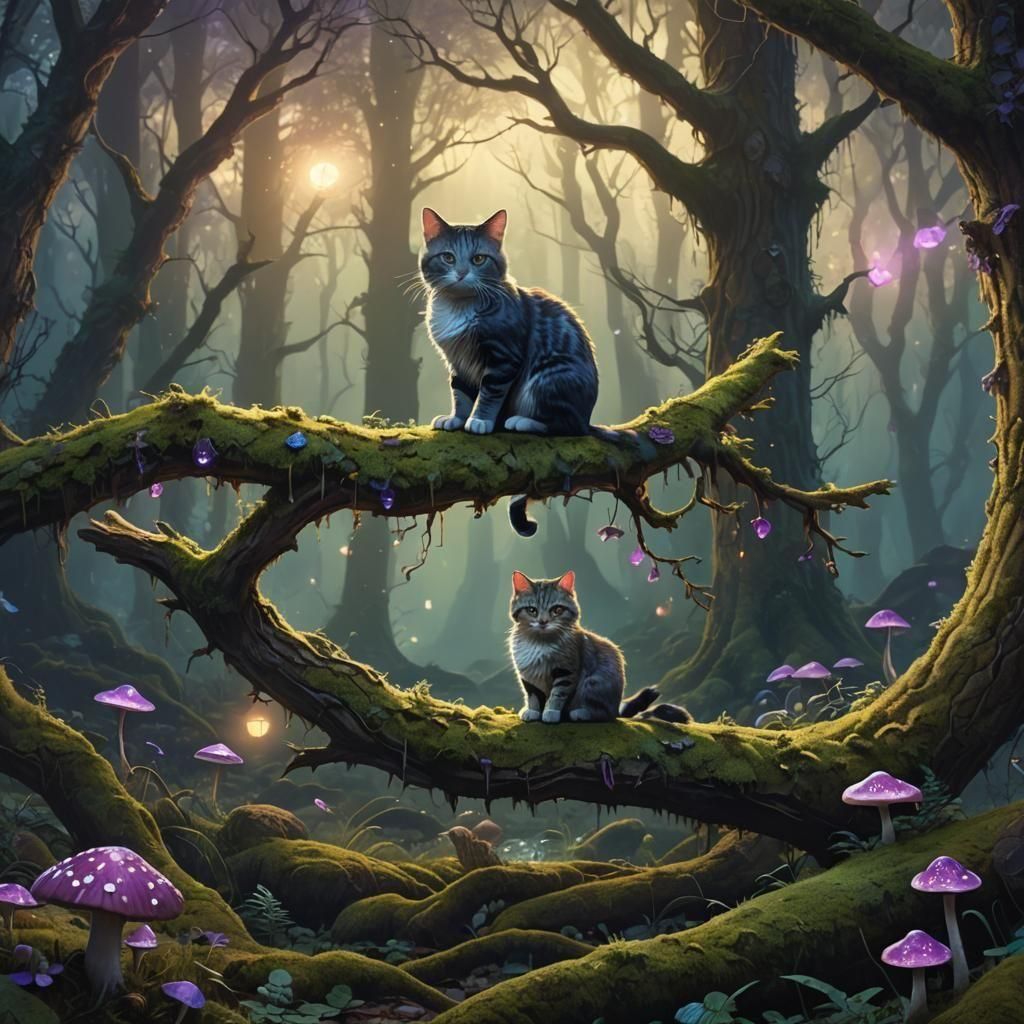 Fantastical Lonely Cat in Detailed Matte Painting