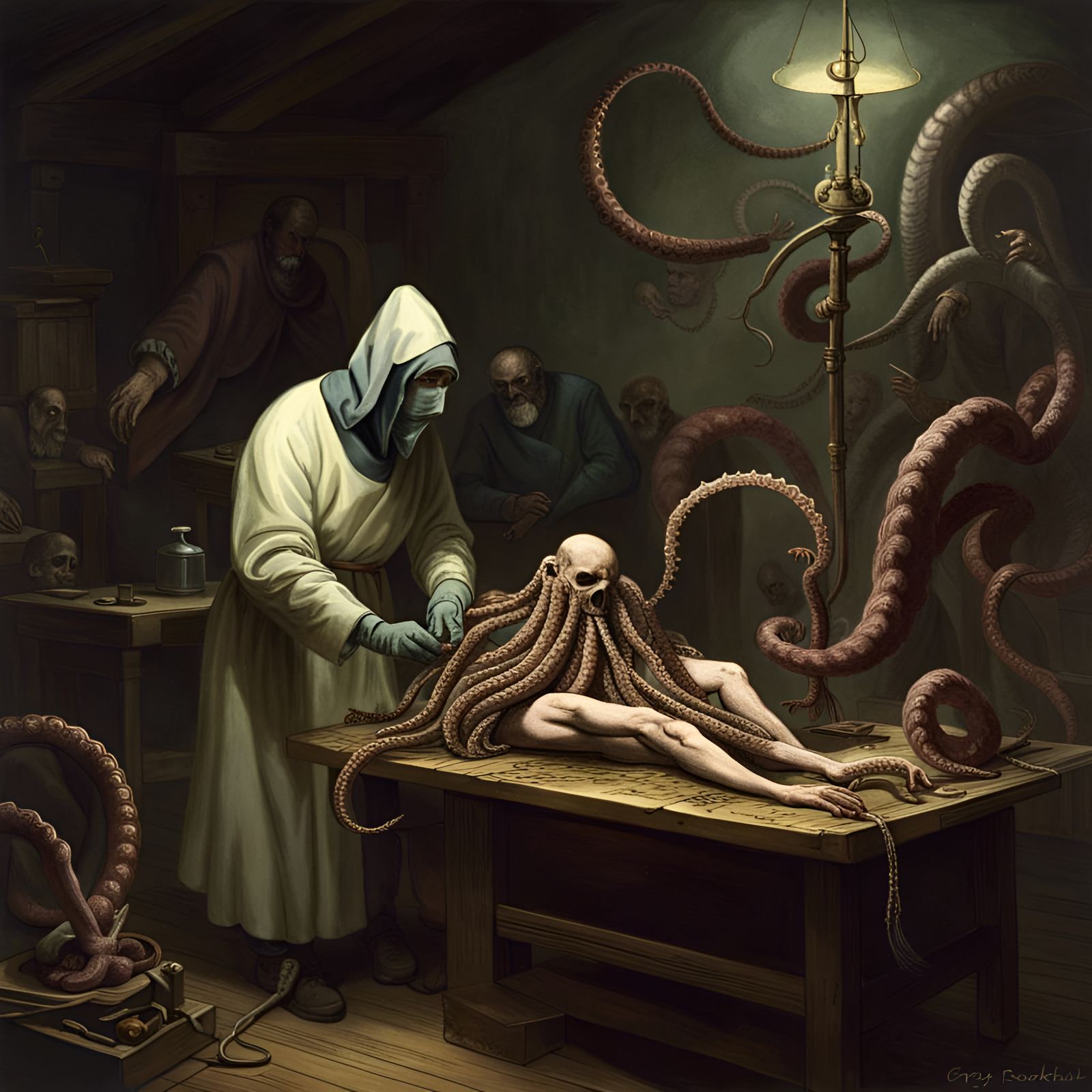 Medieval Surgeon Operates on Tentacled Cultist