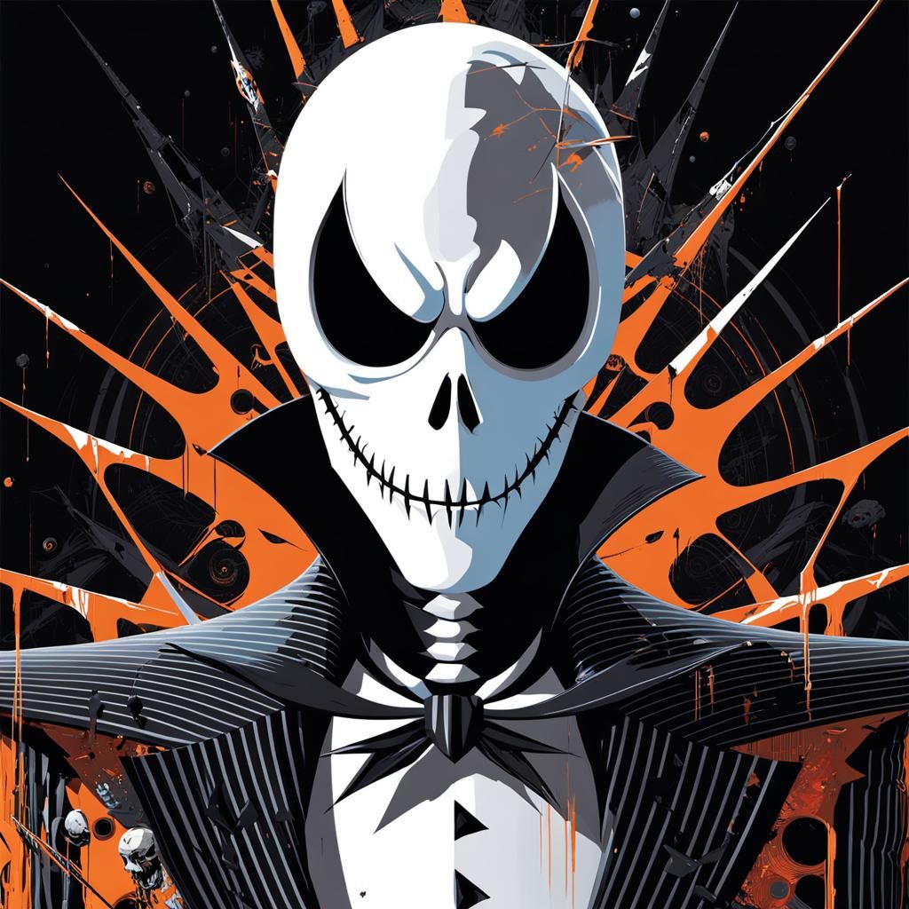 Glitch Art: Jack Skellington Venom Hybrid Portrait