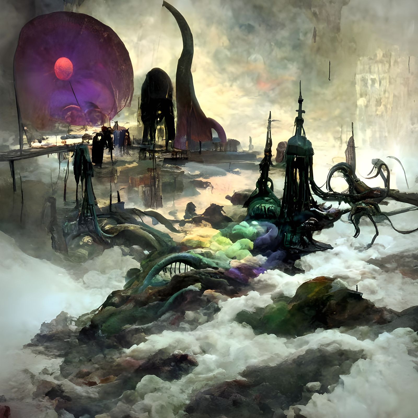 Colorful Deep Space Art Nouveau Landscape