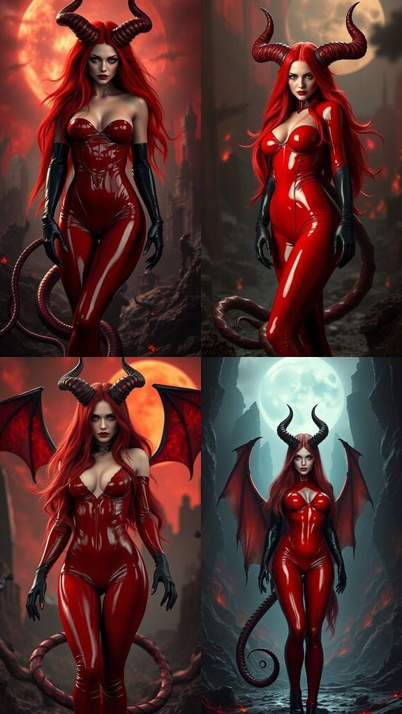 Beautiful Demoness in Hellscape: Hyperrealistic Art