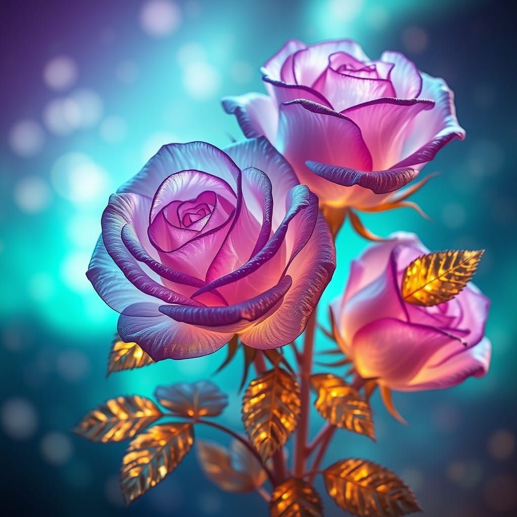 Ethereal Northern Lights Roses in Ultra HD Hyperrealism