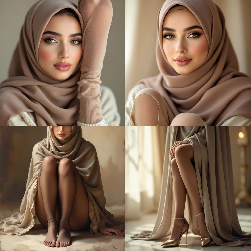 Elegant Hijabi Woman in Pantyhose